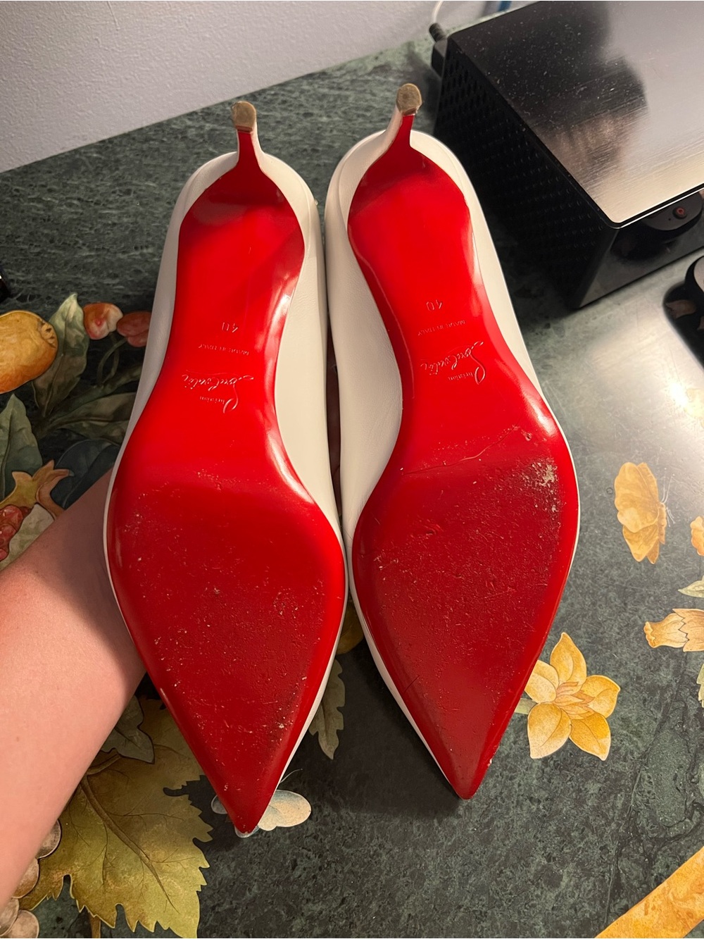 Size 40 Louboutin white heels